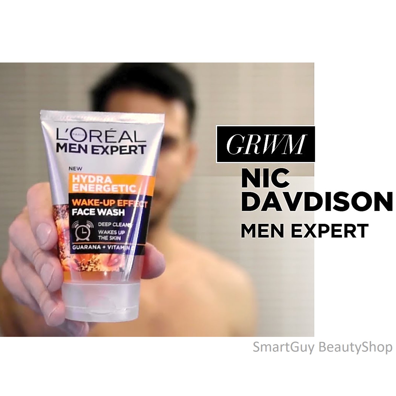 L’Oreal Men Expert Hydra Energetic Wake Up Effect Face Wash Deep Cleans Wakes Up The Skin Guarana+Vitamin C 100ml. คลีนซิ่งโฟมทำความสะอาดผิวหน้าผู้ชายสูตรพิเศษจากลอรีอัลทำความสะอาดหมดจดล้ำลึกพร้อมปรับผิวหน้ากระจ่างใสอ่อนกว่าวัยสินค้านำเข้าจากต่างประเทศ