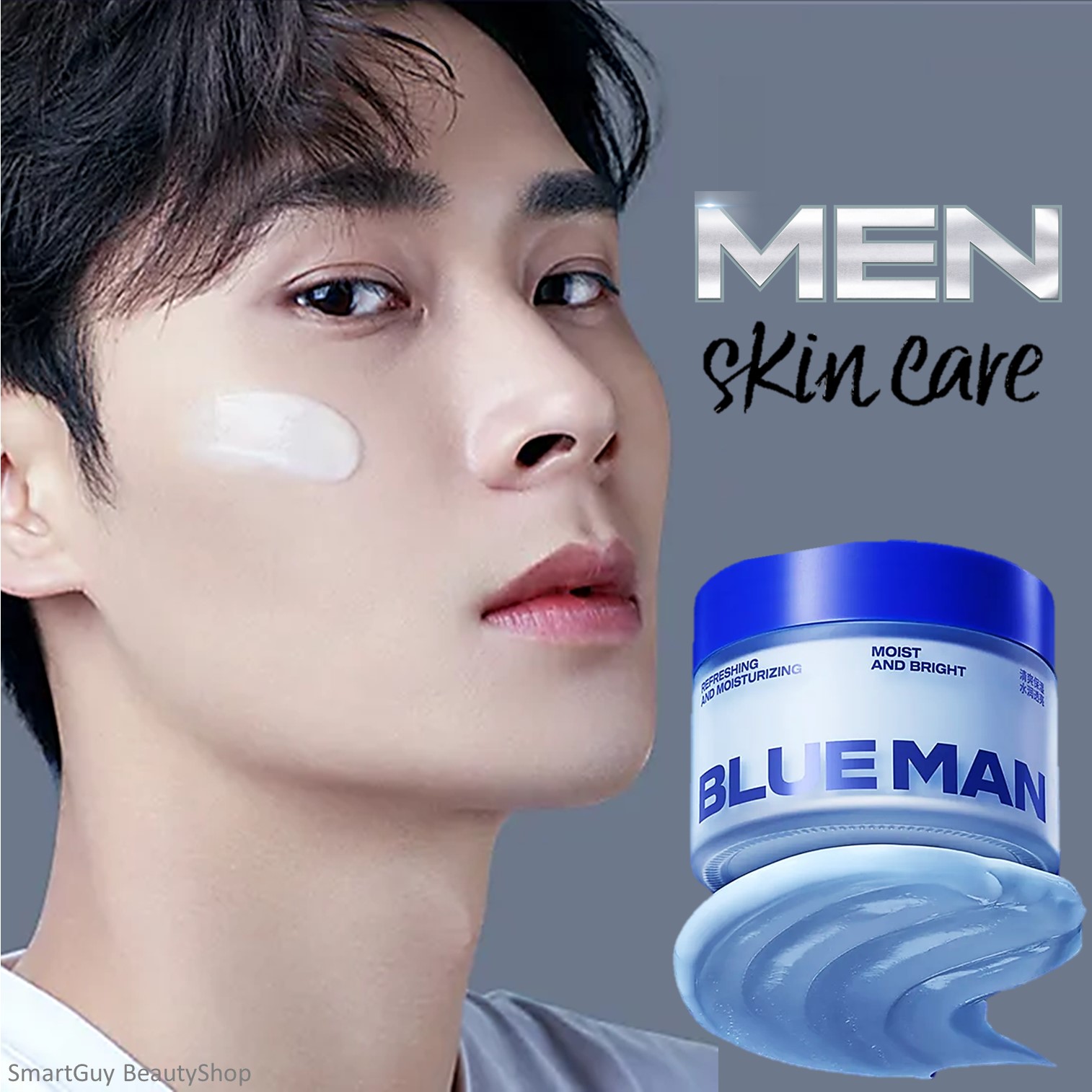 BlueMan Men’s Nicotinamide Moisturizing Face Cream 100g ครีมมอยซ์เจอร์บำรุงผิวหน้าเพิ่มความชุ่มชื้นสำหรับผู้ชายหล่อดูดีย้อนวัยผิวหน้า