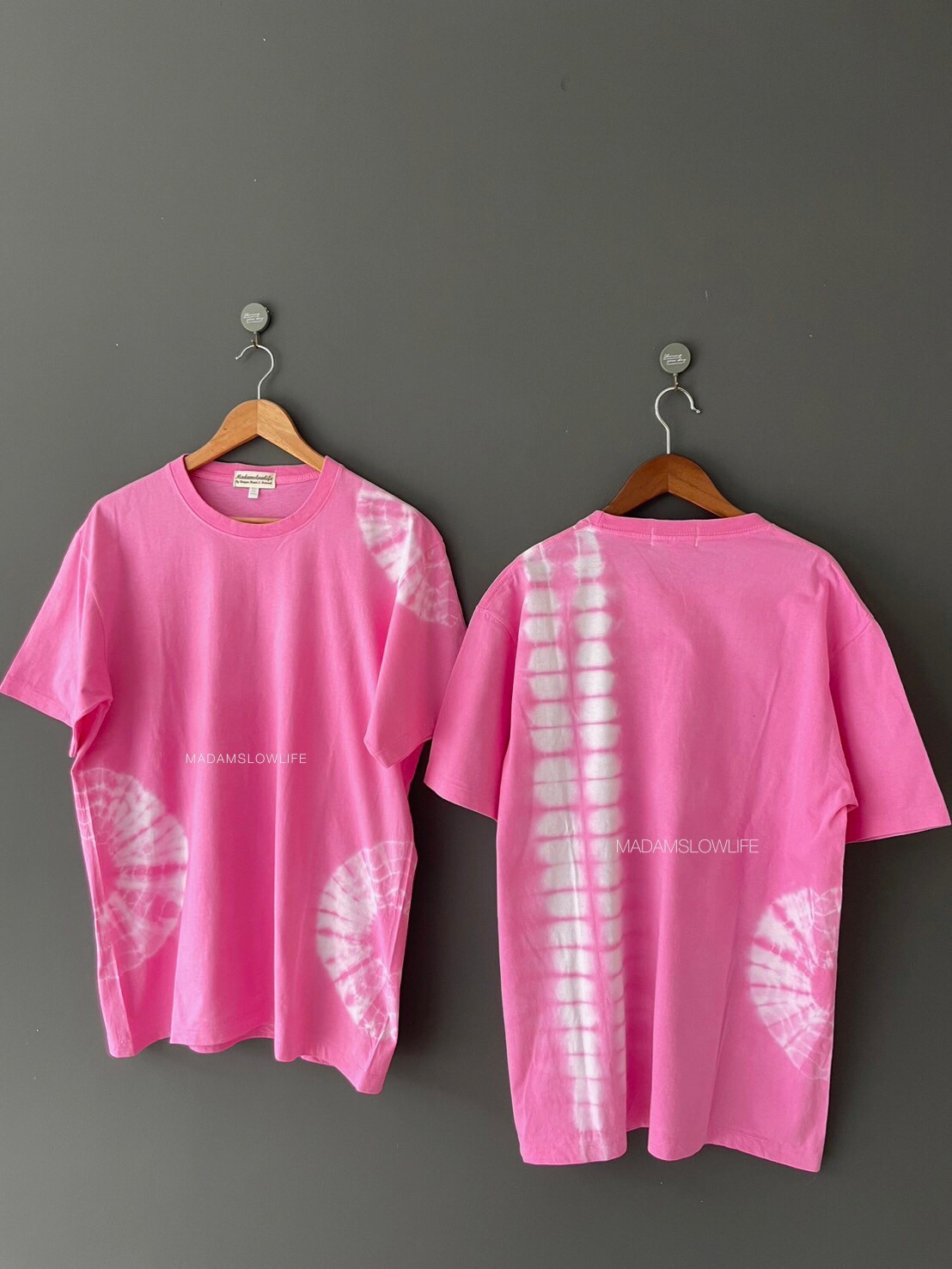 เสื้อยืดย้อมชมพูนม Size: XS S M L XL 2XL 3XL