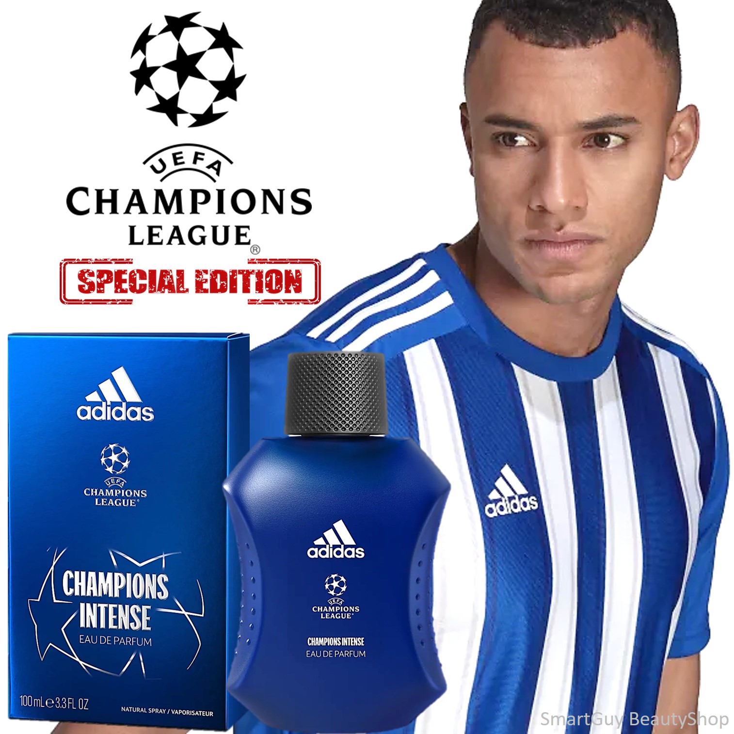 Adidas UEFA Champions League Champions Intense Eau de Parfum for Men 100ml น้ำหอมสำหรับผู้ชายกลิ่นหอมพิเศษรับประกันลิขสิทธิ์แท้นำเข้าจากต่างประเทศ