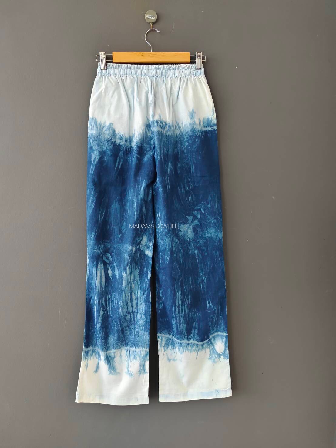 กางเกงขายาว มัดย้อมสีครามธรรมชาติ Size: S M L XL
