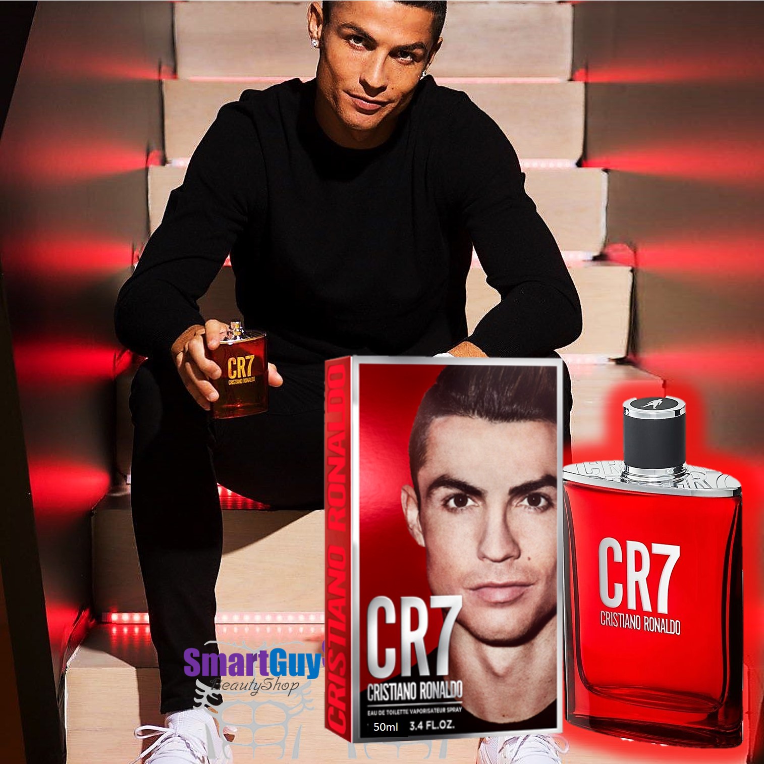 CR7 Cristiano Ronaldo Eau De Toilette Vaporisateur Spray 50ml. น้ำหอมลิขสิทธิ์แท้จากโรนัลโดกลิ่นหอมเย็นสำหรับผู้ชายสปอร์ตแมนผสานความเซ็กซี่น่าค้นหา สินค้านำเข้าของแท้ 100%