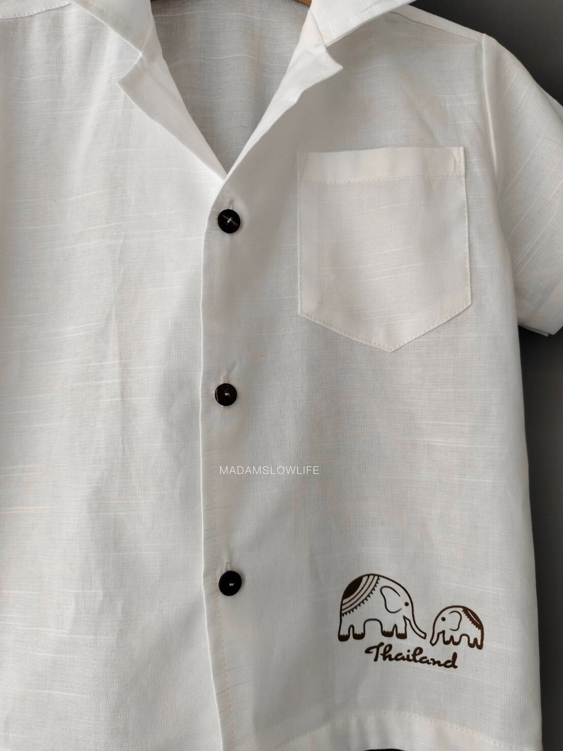 เสื้อฮาวายเด็ก พิมพ์ลายช้าง Size 100,110,120,130,140,150,160