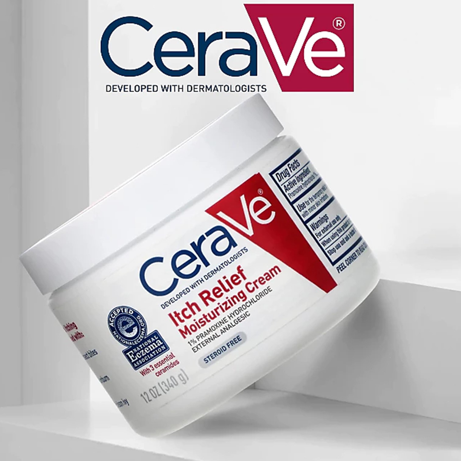 CeraVe Itch Relief Moisturizing Cream 340g ผลิตภัณฑ์บำรุงผิวกายสูตรพิเศษเพื่อผิวแลดูสุขภาพดีริ้วรอยจางลงผิวเนียนนุ่มกระชับอ่อนกว่าวัย
