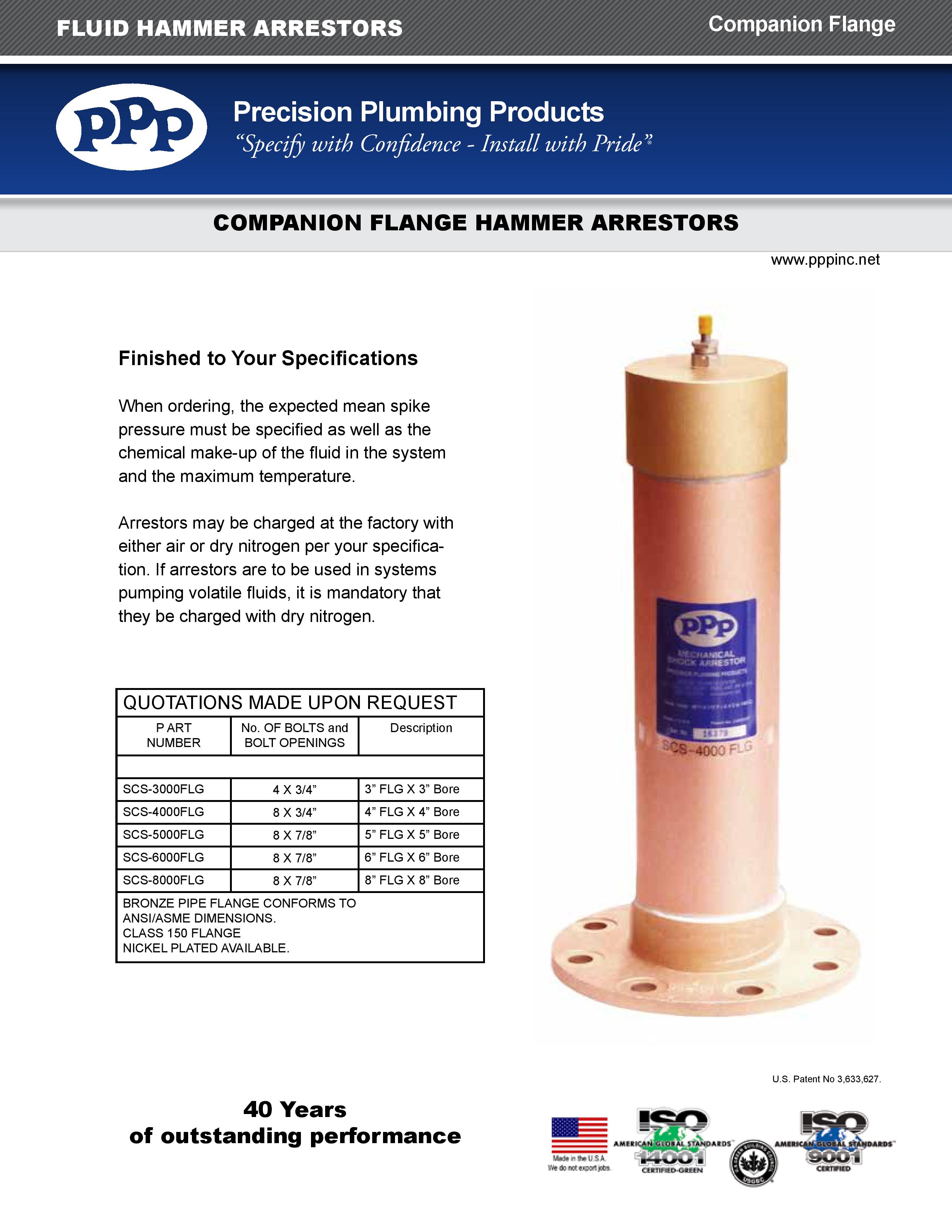 PPP Water Hammer Arrestors