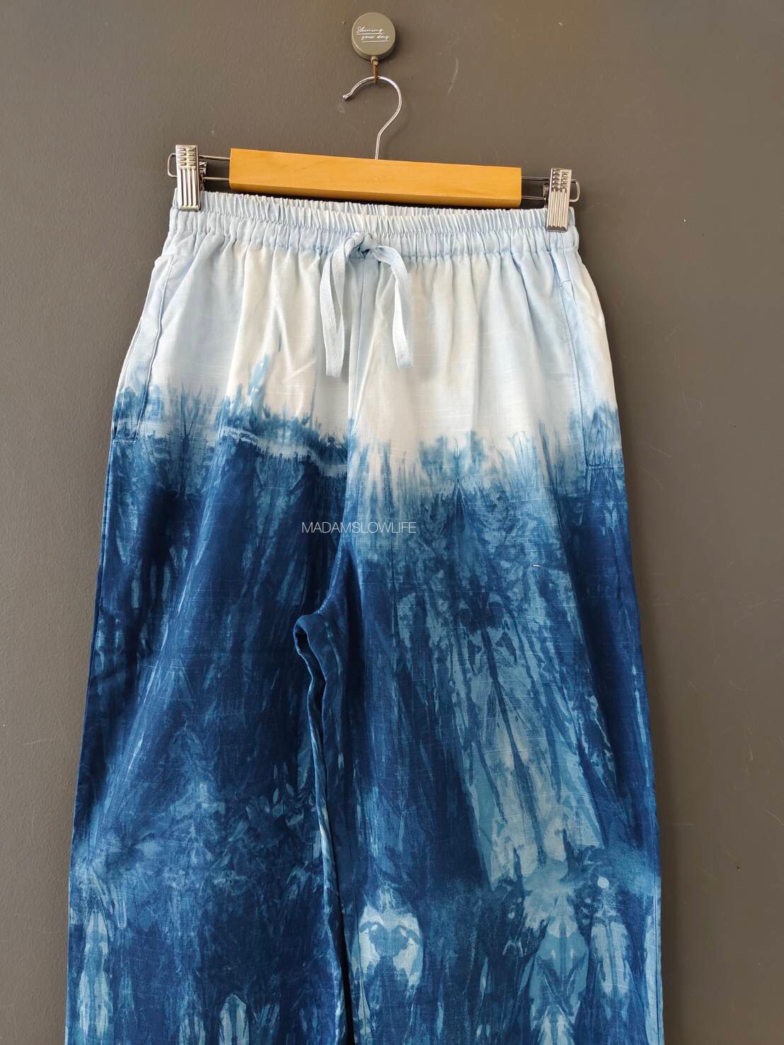 กางเกงขายาว มัดย้อมสีครามธรรมชาติ Size: S M L XL