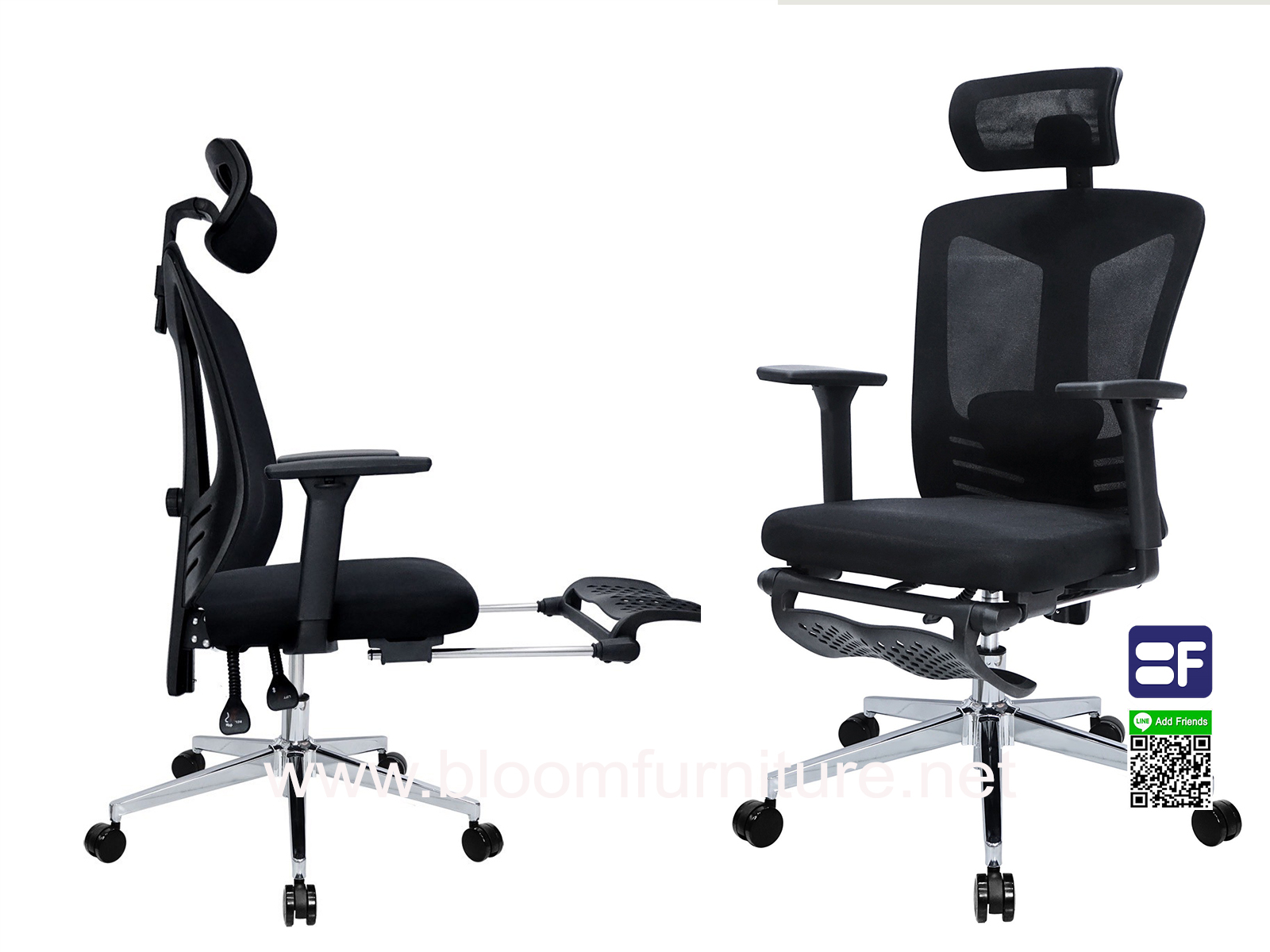 เก้าอี้ผู้บริหารพนักพิงสูง พนักพิงหลังเอนพร้อมที่วางเท้า ขนาด 61*58*101 ซม.