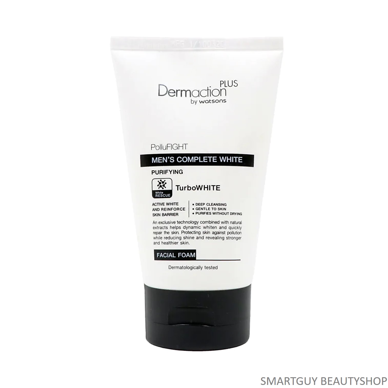 Dermaction Plus By Watsons Men’s Complete White Facial Foam 100ml คลีนซิ่งโฟมทำความสะอาดผิวหน้าผู้ชายสูตรพิเศษทำความสะอาดหมดจดล้ำลึก
