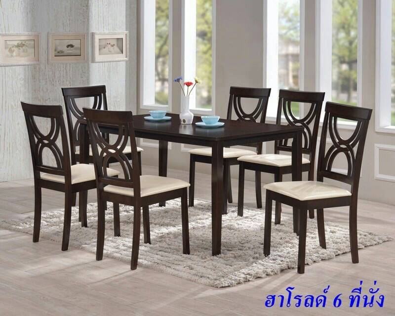 ชุดโต๊ะอาหารไม้ยางพารา สำหรับ 6 ที่นั่ง