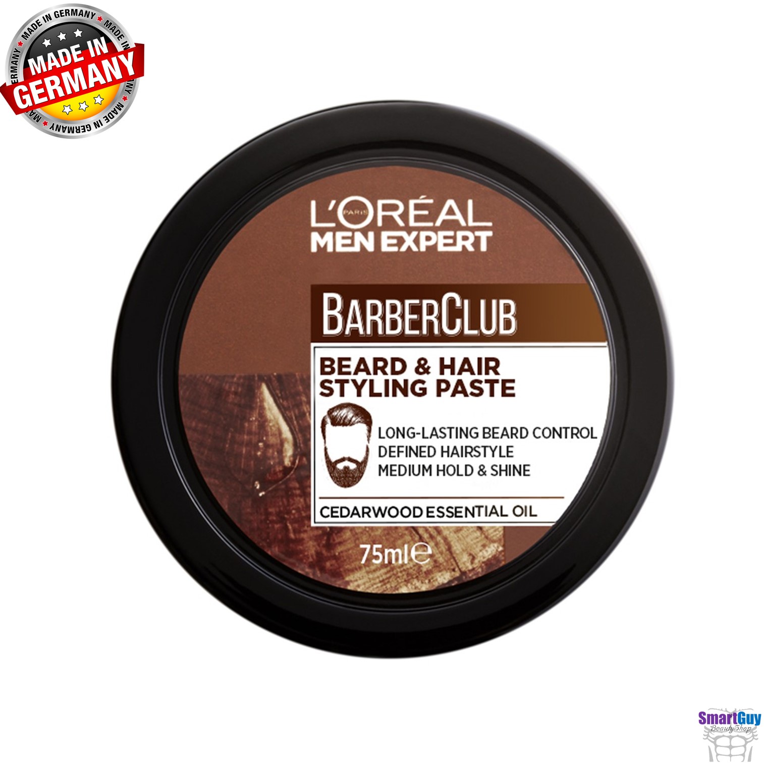 L’OREAL Men Expert BarberClub Beard & Hair Styling Paste 75ml. ผลิตภัณฑ์จัดแต่งหนวดเคราและทรงผมสำหรับผู้ชาย สินค้านำเข้าของแท้จากลอริอัล