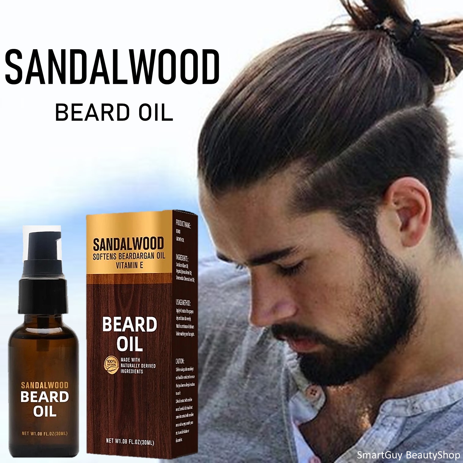 Yilest Sandalwood Beard Oil 30ml ผลิตภัณฑ์บำรุงหนวดเคราให้นุ่มลื่นน่าสัมผัสสินค้านำเข้าจากต่างประเทศของแท้พร้อมส่ง