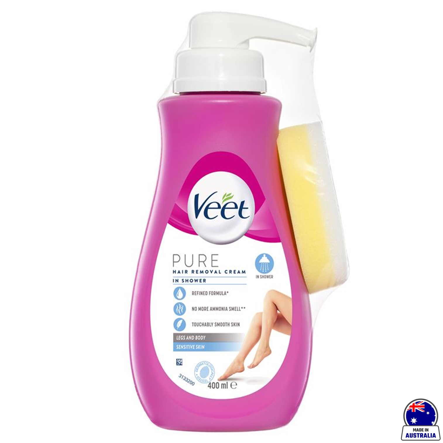 Veet Pure In Shower Hair Removal Cream Sensitive 400ml ผลิตภัณฑ์กำจัดขนสูตรอ่อนโยนสำหรับผิวแพ้ง่ายสินค้านำเข้าจากออสเตรเลียของแท้พร้อมส่ง