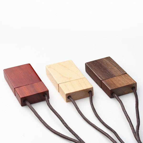 Flash Drive Wooden พร้อมเชือกสายคล้องคอ
