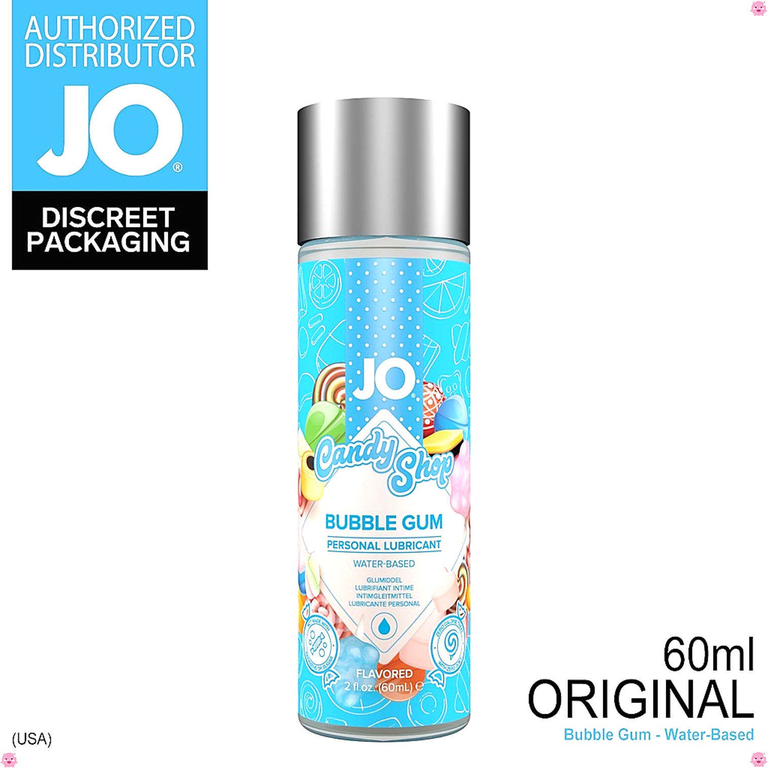 Jo H2O Candy Shop Bubble Gum Personal Flavored Lubricant 60ml เจลหล่อลื่นสูตรน้ำกลิ่นหอมพิเศษสินค้านำเข้าจากต่างประเทศ