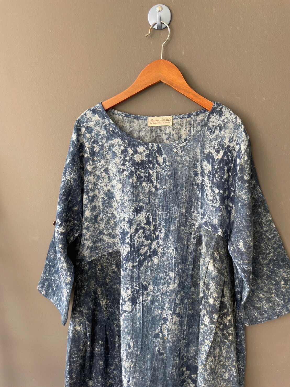 เดรส Size 36-44 แขนยาว 16.5 ยาว 37 เนื้อผ้าคอตตอนพรีเมียม ลายมัดย้อม ย้อมด้วยสีปลอดสารพิษ