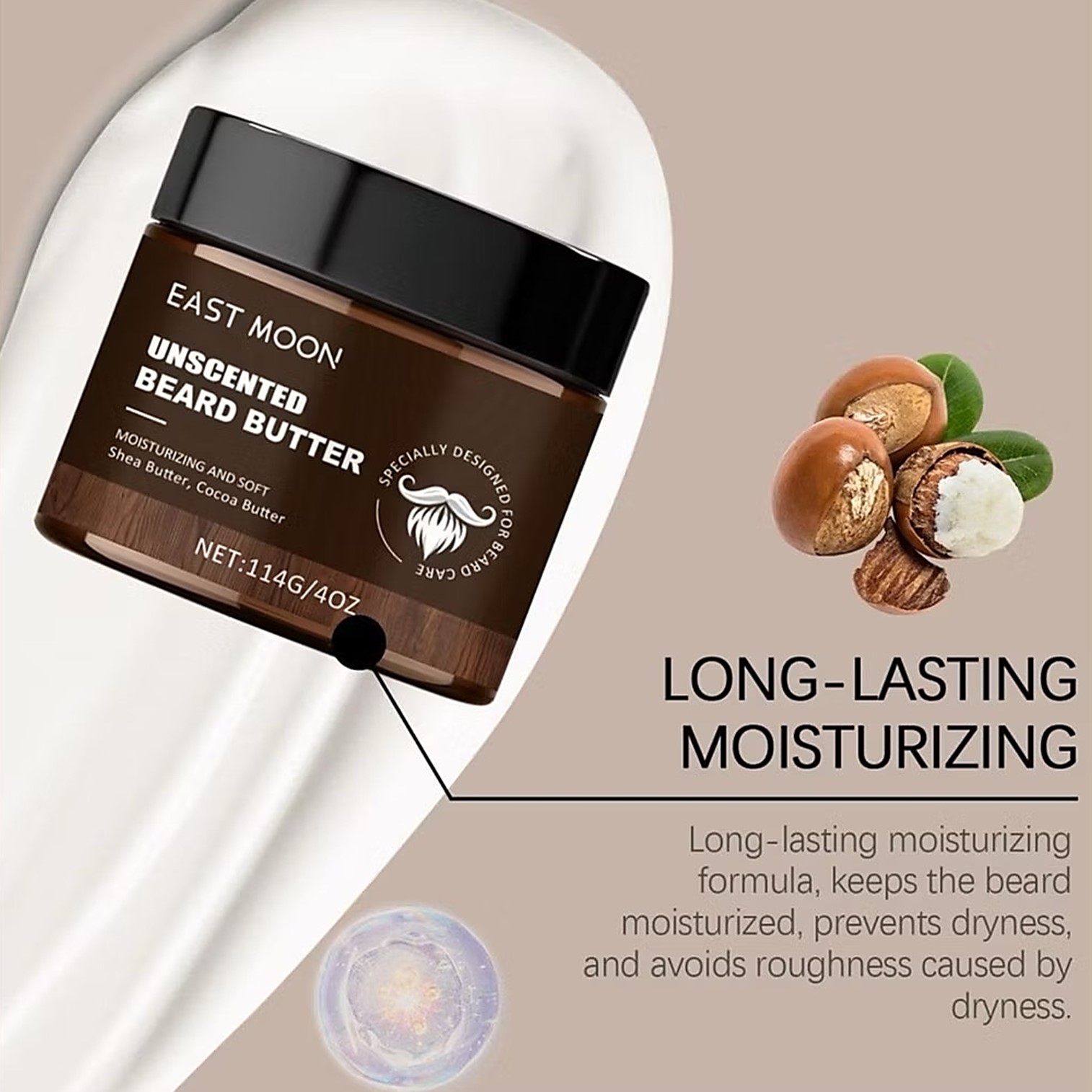 East Moon Unscented Beard Butter 114ml ผลิตภัณฑ์บำรุงหนวดเคราให้นุ่มลื่นน่าสัมผัสสินค้านำเข้าจากต่างประเทศของแท้พร้อมส่ง