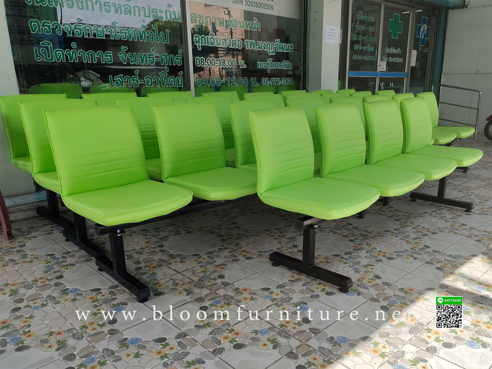 เก้าอี้แถว เก้าอี้รับแขกที่นั่งเสริมเบาะหุ้มหนัง ขนาด 2-4 ที่นั่ง(สั่งผลิตสีตามต้องการ)