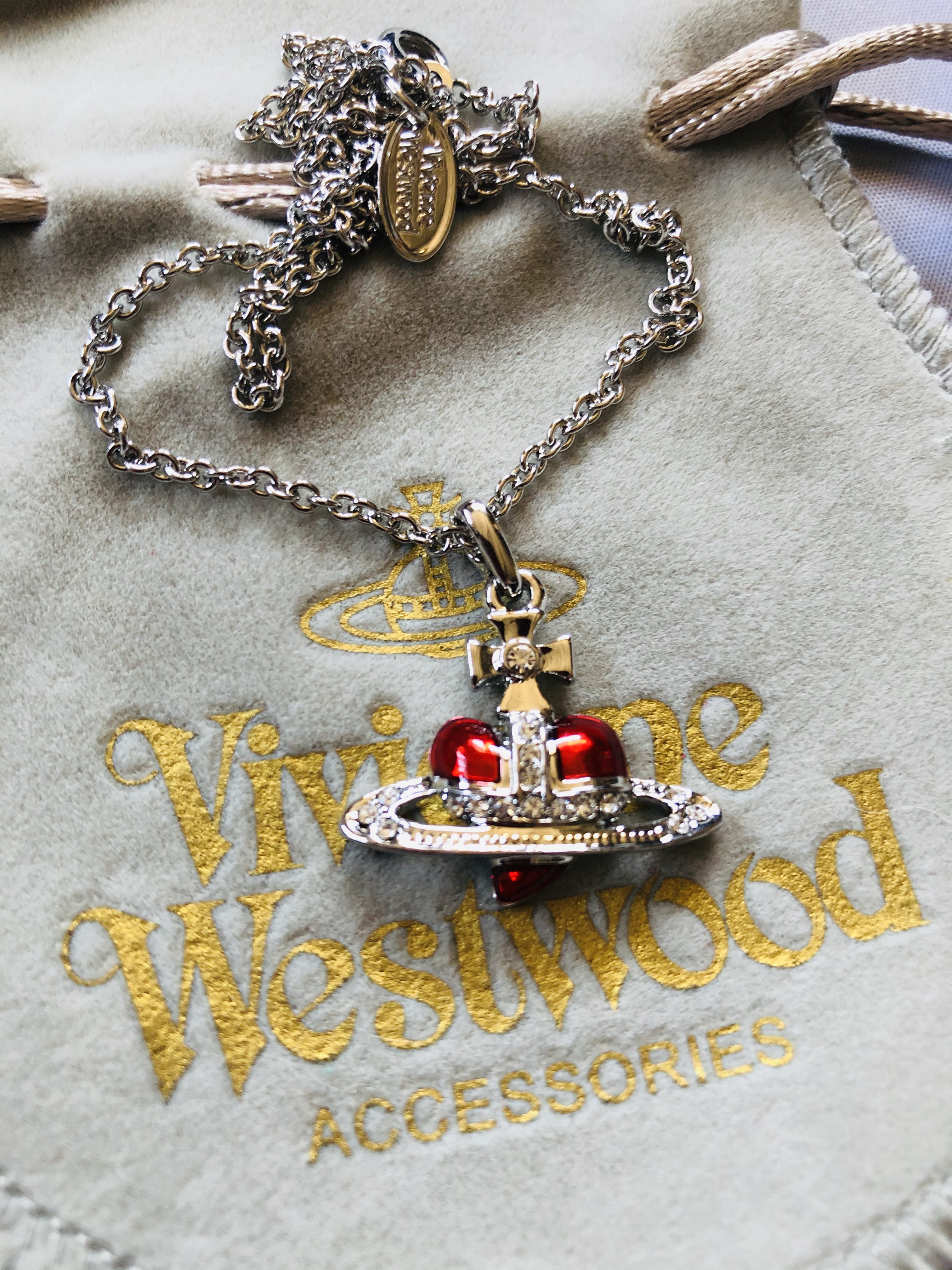 Vivienne Westwood Diamante Red Heart Necklace