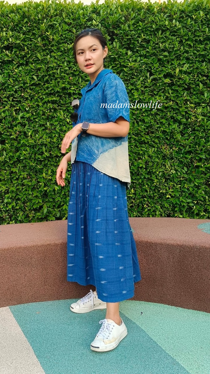 เสื้อเชิ๊ตมัดย้อมทูโทนผ้าทอมือ Size:XS S M L