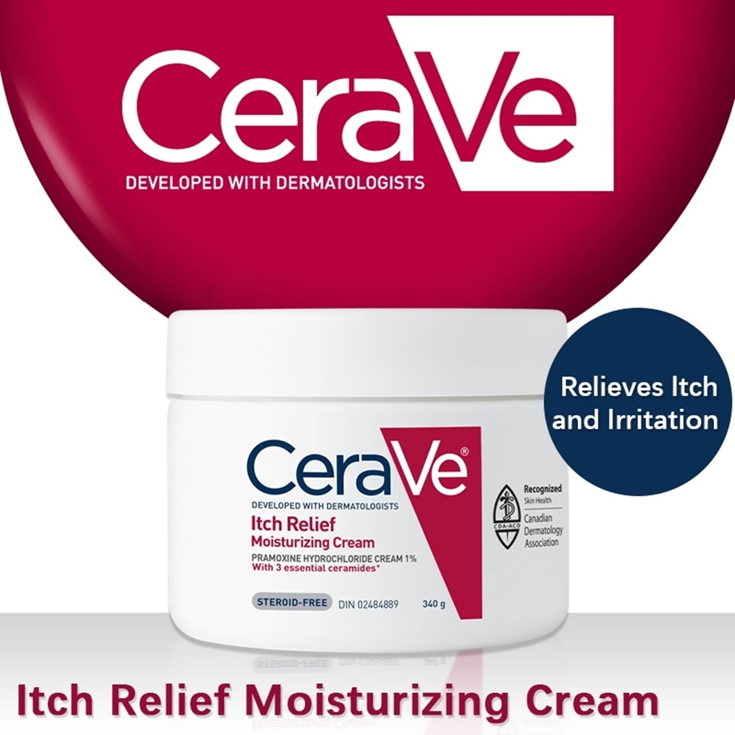CeraVe Itch Relief Moisturizing Cream 340g ผลิตภัณฑ์บำรุงผิวกายสูตรพิเศษเพื่อผิวแลดูสุขภาพดีริ้วรอยจางลงผิวเนียนนุ่มกระชับอ่อนกว่าวัย