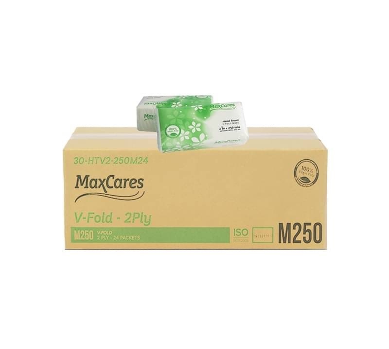 กระดาษเช็ดมือ Maxcares หนา 2 ชั้น ขนาด 20x20cm.