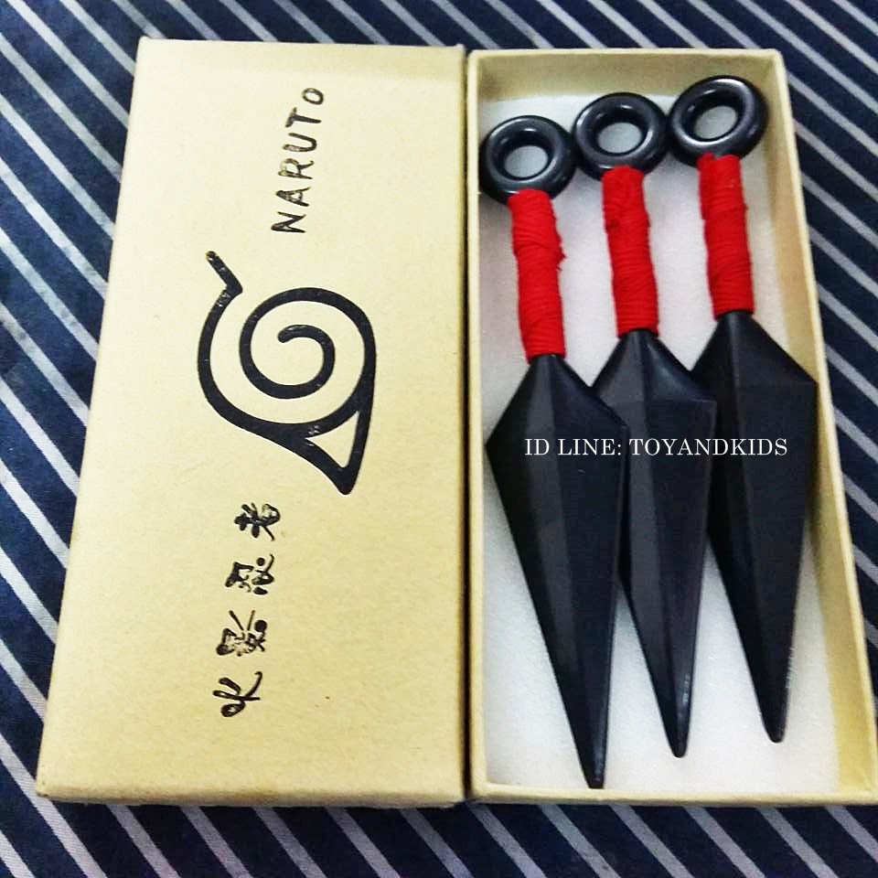 มีดพกนารูโตะ ชุดกล่อง3ชิ้น (ด้ามแดง/ขาว)