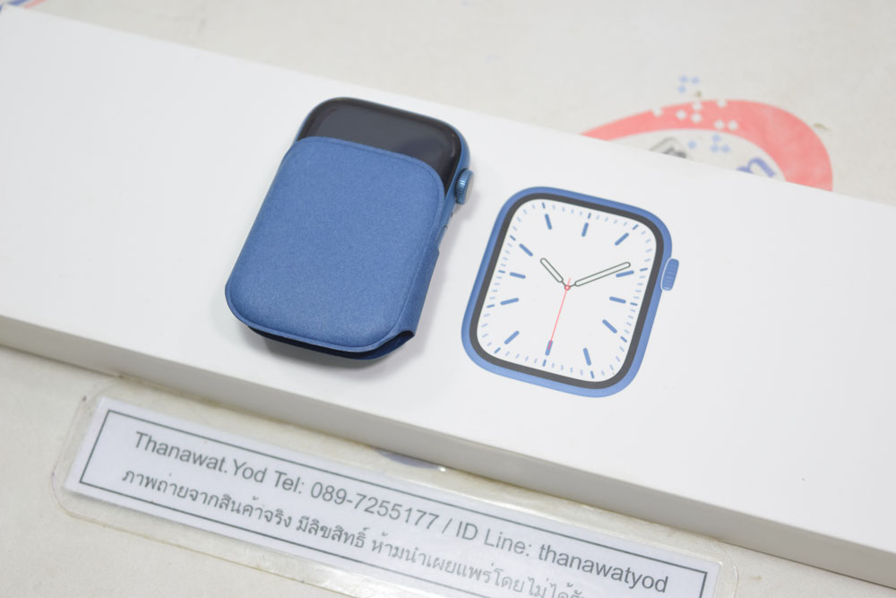 ขายถูกกว่า Apple Watch S7 GPS 45mm Blue Aluminum แบตดี 84% ครบกล่อง
