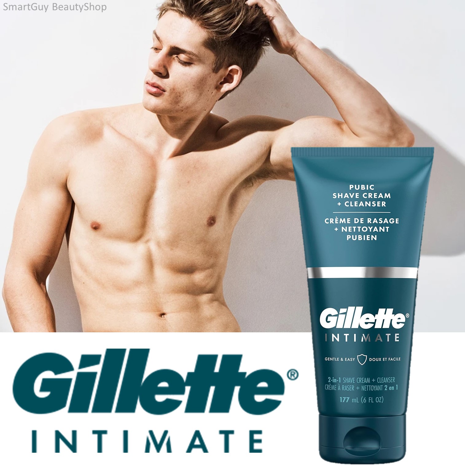 Gillette Intimate 2in1 Shave Cream+Cleanser 177ml ครีมโกนขนตามร่างกายสูตรอ่อนโยนสำหรับผิวบอบบางบริเวณจุดซ่อนเร้นสินค้านำเข้าจากออสเตรเลียของแท้พร้อมส่ง