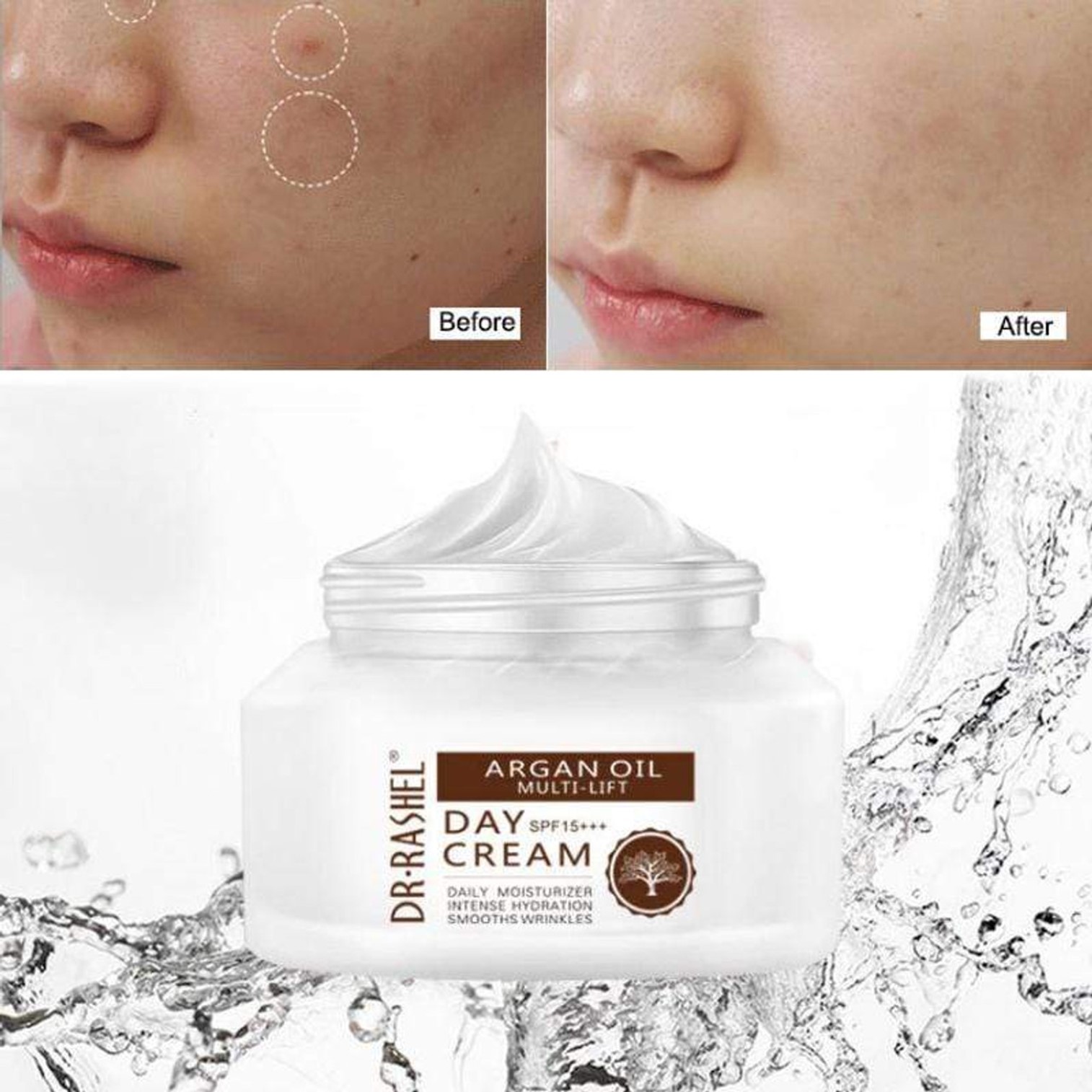 Dr.Rashel Argan Oil Multi Lift Moisturizing Day Cream 50g ครีมบำรุงผิวหน้าตอนกลางวันสูตรพิเศษเพื่อผิวหน้ากระจ่างใสริ้วรอยแลดูจางลงจากสารสกัดธรรมชาติ