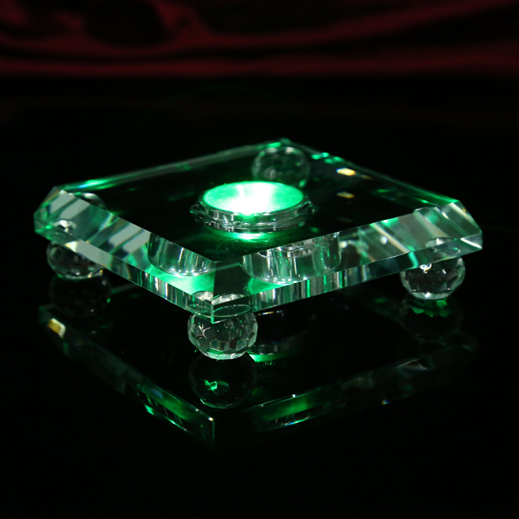 ฐานรองมีไฟ led สลับสีไปมา 100x100มม LED glass with light