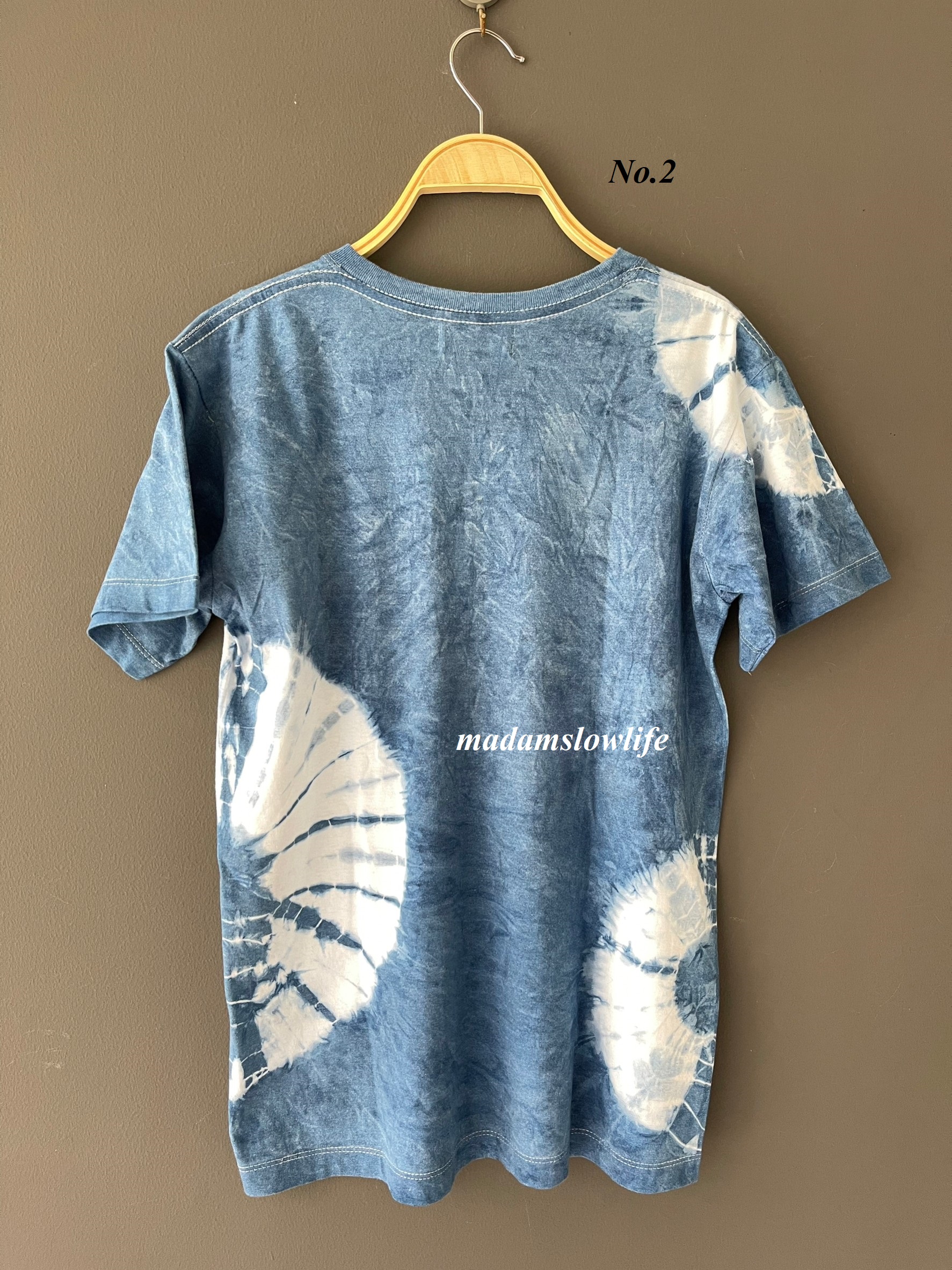 เสื้อยืดคอตตอน มัดย้อมคราม มีSize:S,M,L,XL,2XL