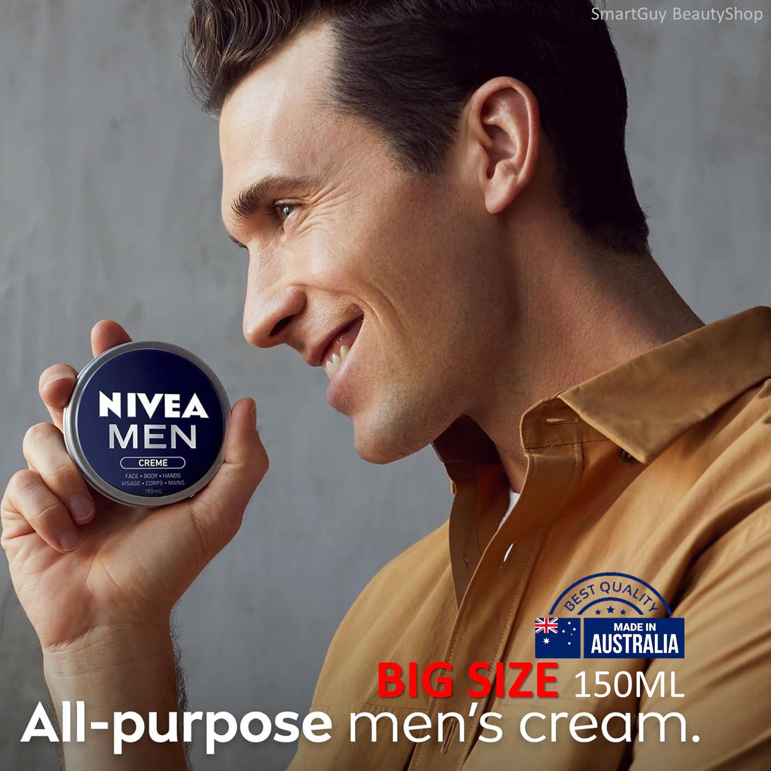 NIVEA MEN Crème Moisturiser Face Body Hands 150ml ครีมมอยซ์เจอร์ไรเซอร์บำรุงผิวหน้าผิวกายสำหรับผู้ชายสินค้าคุณภาพสูงจากออสเตรเลียพร้อมส่ง