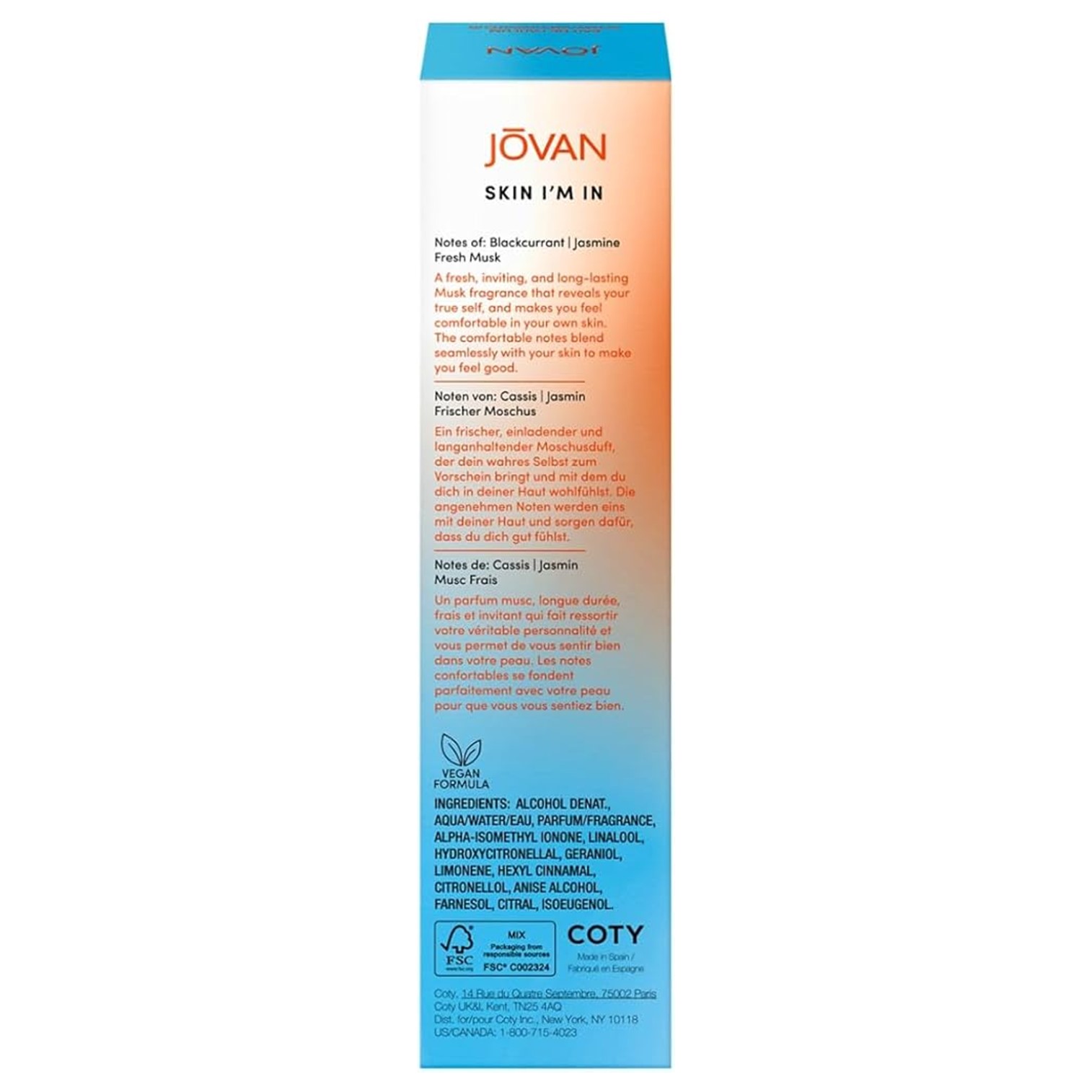 Jovan Skin I'm In Fresh Musk 100ml น้ำหอมสำหรับทุกเพศกลิ่นหอมใหม่สุดพิเศษรับประกันลิขสิทธิ์แท้นำเข้าจากออสเตรเลียพร้อมส่ง