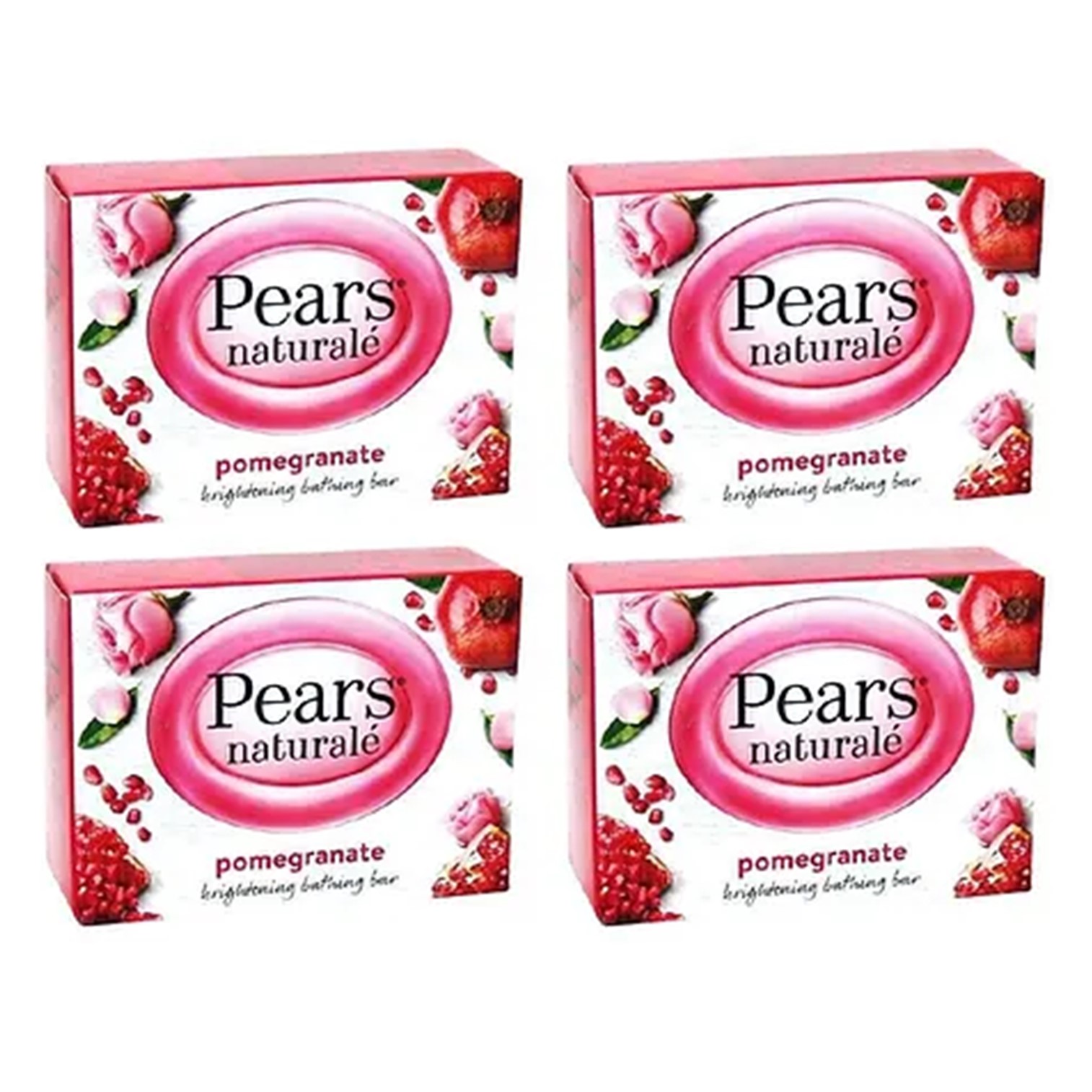 Pears Naturale Pomegranate bathing bar 125g pack of 4 สบู่อาบน้ำทำความสะอาดผิวกายสูตรพิเศษใหม่ล่าสุดสินค้านำเข้าจากออสเตรเลียของแท้พร้อมส่ง