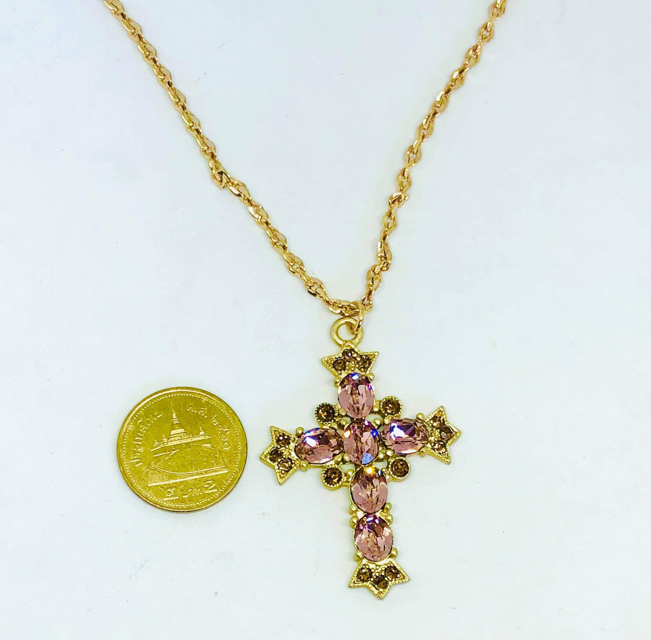 Givenchy Crystal Rhinestone Cross Necklace