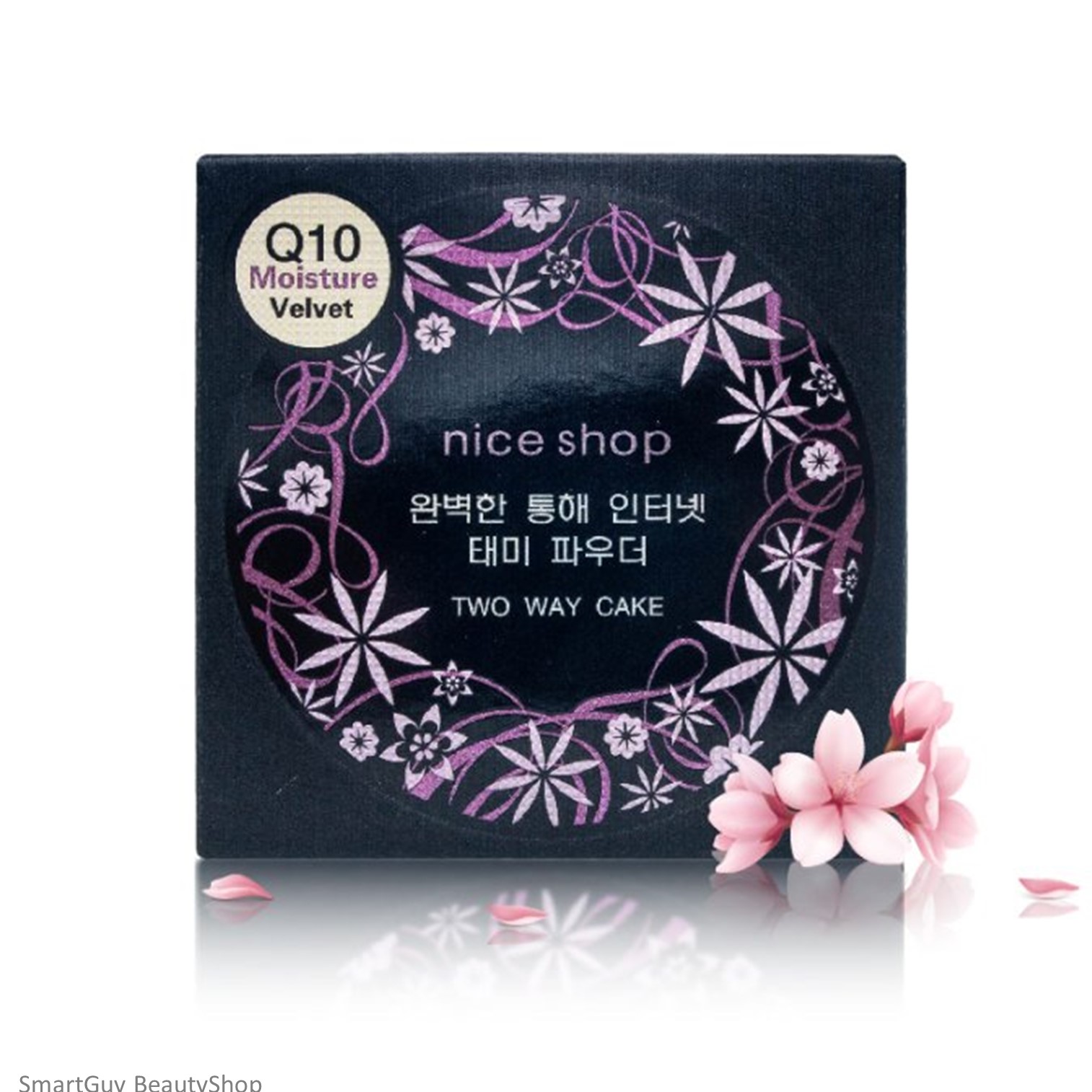 Nice Shop Q10 Moisture Velvet Two Way Cake แป้งพัฟเกาหลีเนื้อละเอียดบางเบาพร้อมการบำรุงผิวหน้าในขั้นตอนเดียว