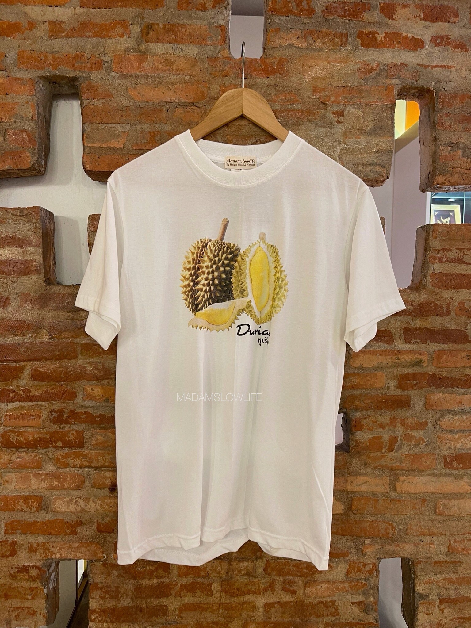 เสื้อยืดผู้ใหญ่ ลายทุเรียน Size : XS S M L XL 2XL 3XL
