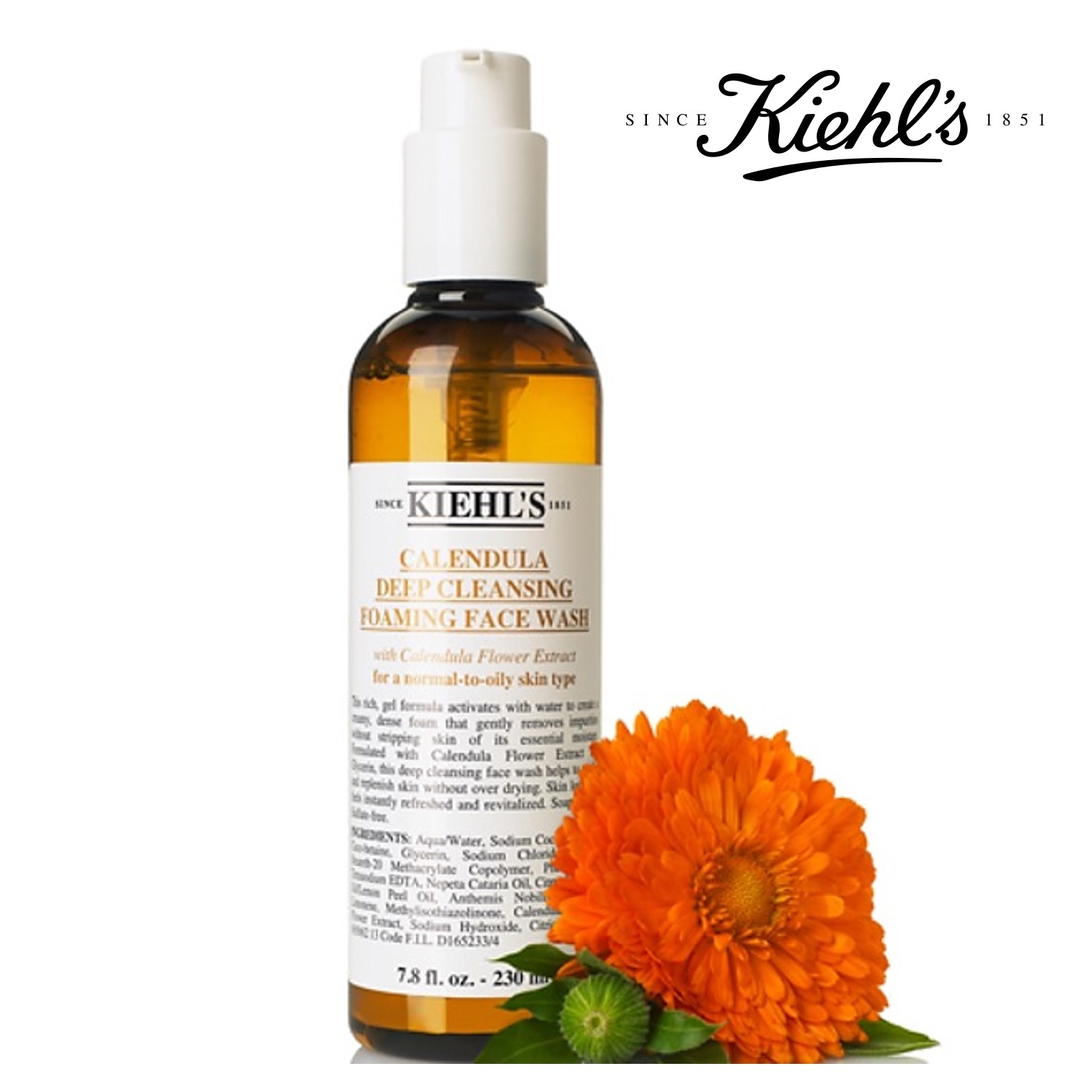 KIEHL‘S Calendula Deep Cleansing Foaming Face Wash 230ml ผลิตภัณฑ์ทำความสะอาดผิวหน้าสูตรพิเศษจากต่างประเทศ