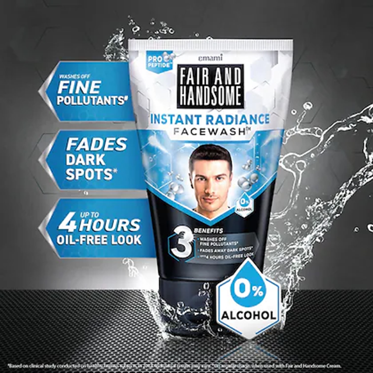 Emami Fair and Handsome Instant Radiance Face Wash 100g ผลิตภัณฑ์ทำความสะอาดผิวหน้าสูตรพิเศษสำหรับผู้ชายจากต่างประเทศของแท้พร้อมส่ง