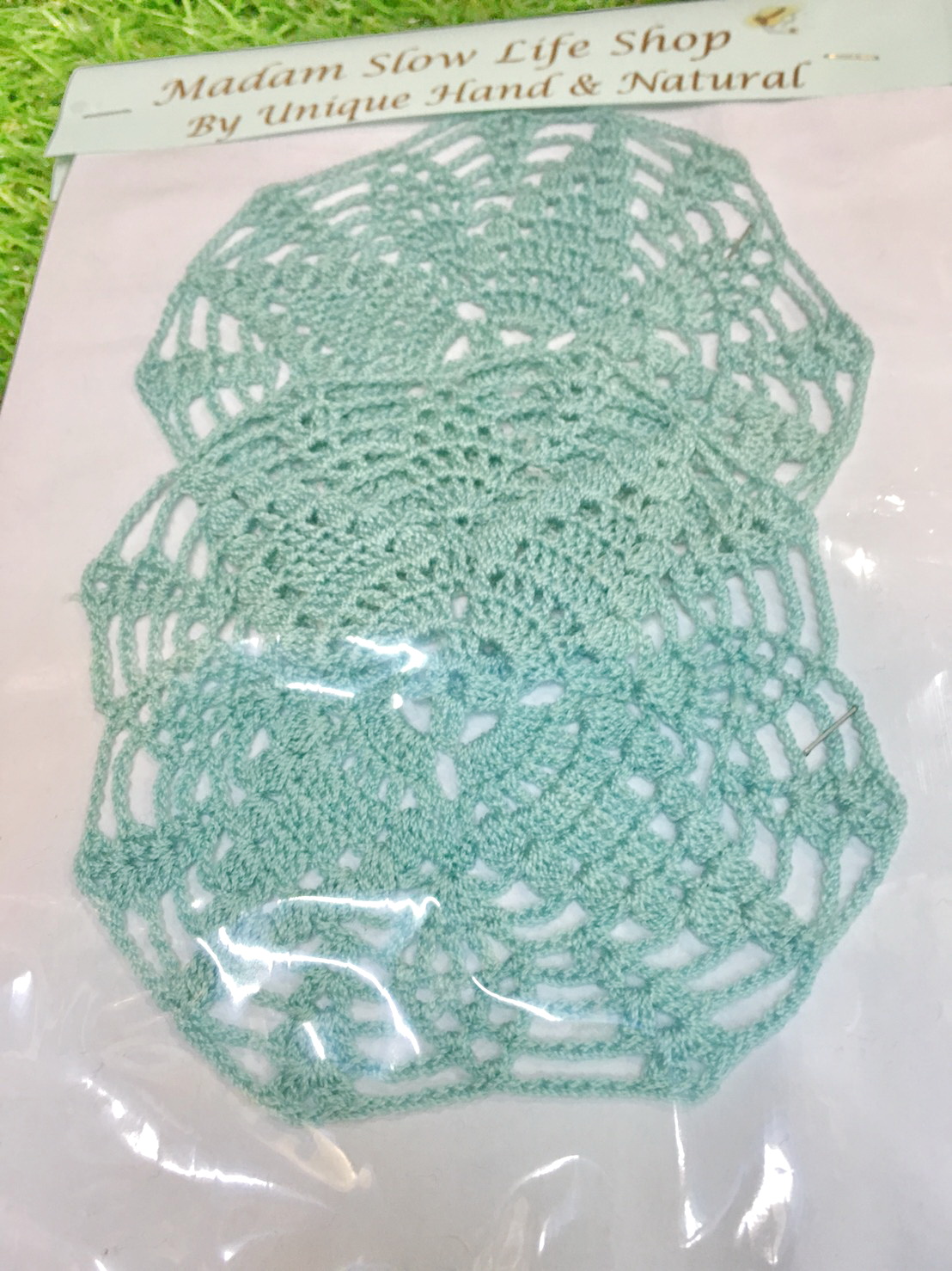 ที่รองแก้ว รองแจกัน ประดับโครเชต์ Crochet S14G