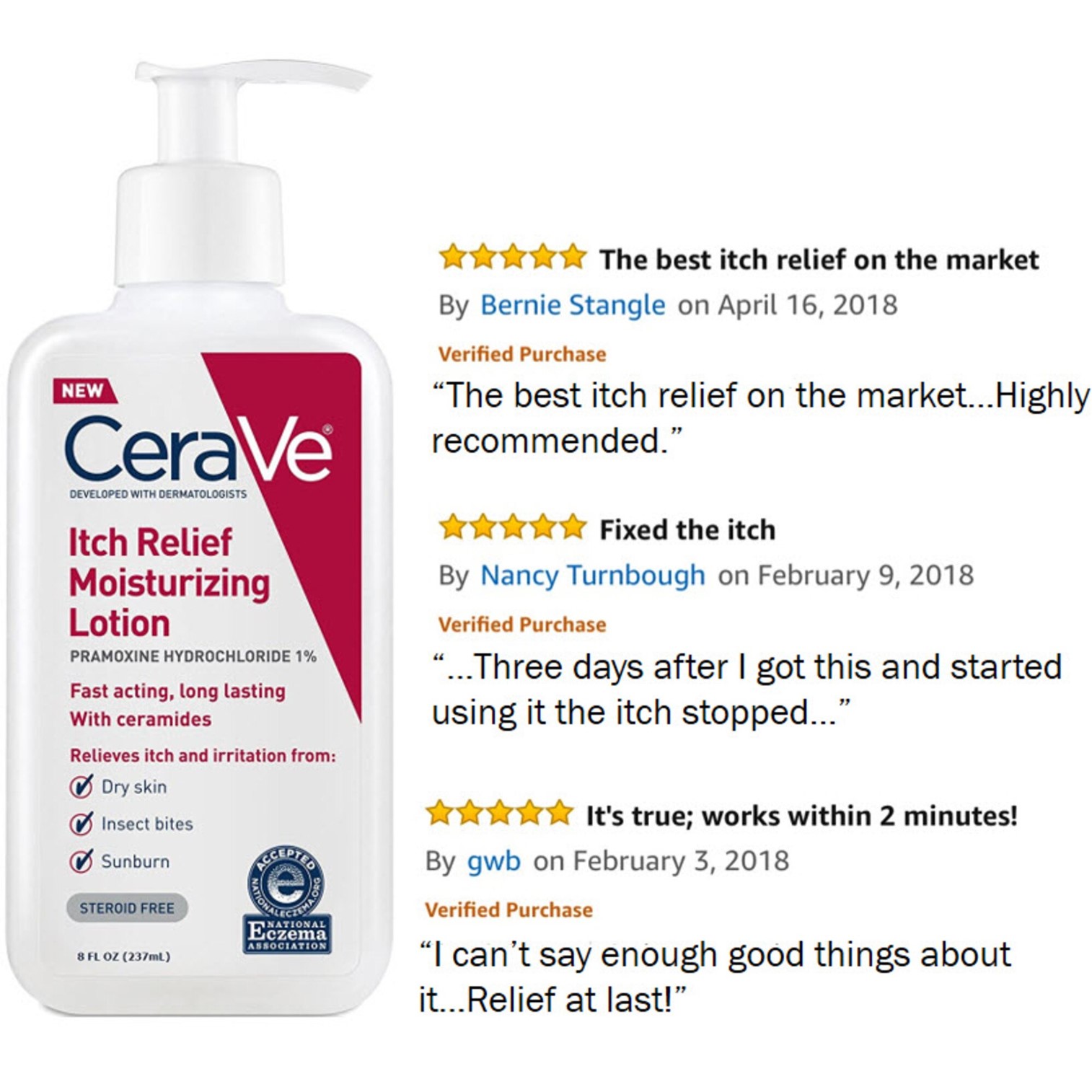CeraVe Itch Relief Moisturizing Lotion 237ml โลชั่นบำรุงผิวกายสูตรพรีเมี่ยมสำหรับผิวแพ้ง่ายของแท้จากต่างประเทศ