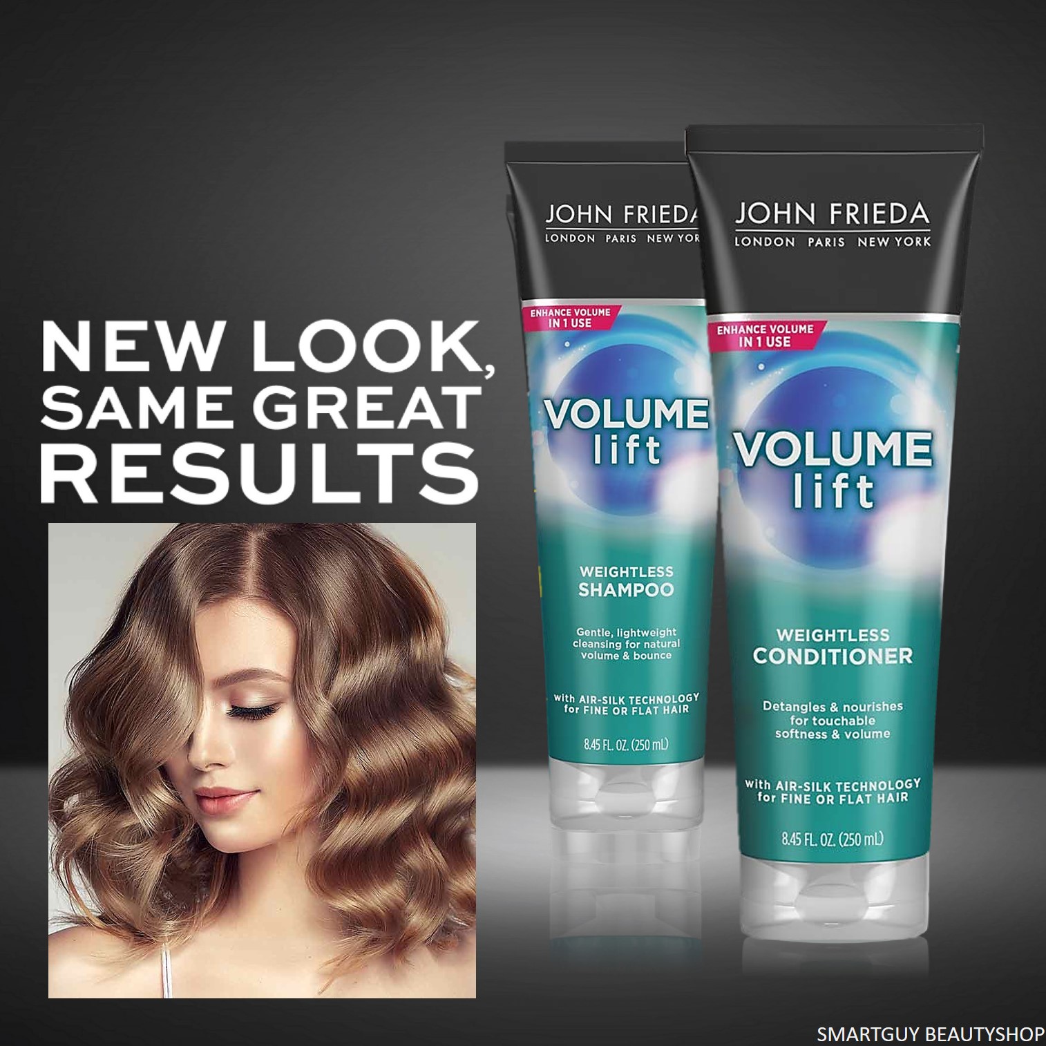 John Frieda VOLUME LIFT Weightless Shampoo+Conditioner 250ml X2 ชุดผลิตภัณฑ์แชมพูและครีมนวดผมสูตรพรีเมี่ยมเพื่อเส้นผมนุ่มลื่นมีน้ำหนักจากต่างประเทศ