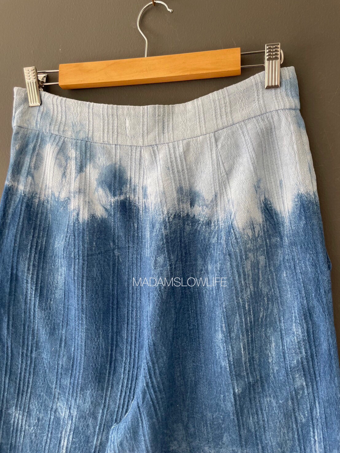 กางเกงขา 5 ส่วน ย้อมคราม มีซิปข้าง S M L XL 2XL 3XL