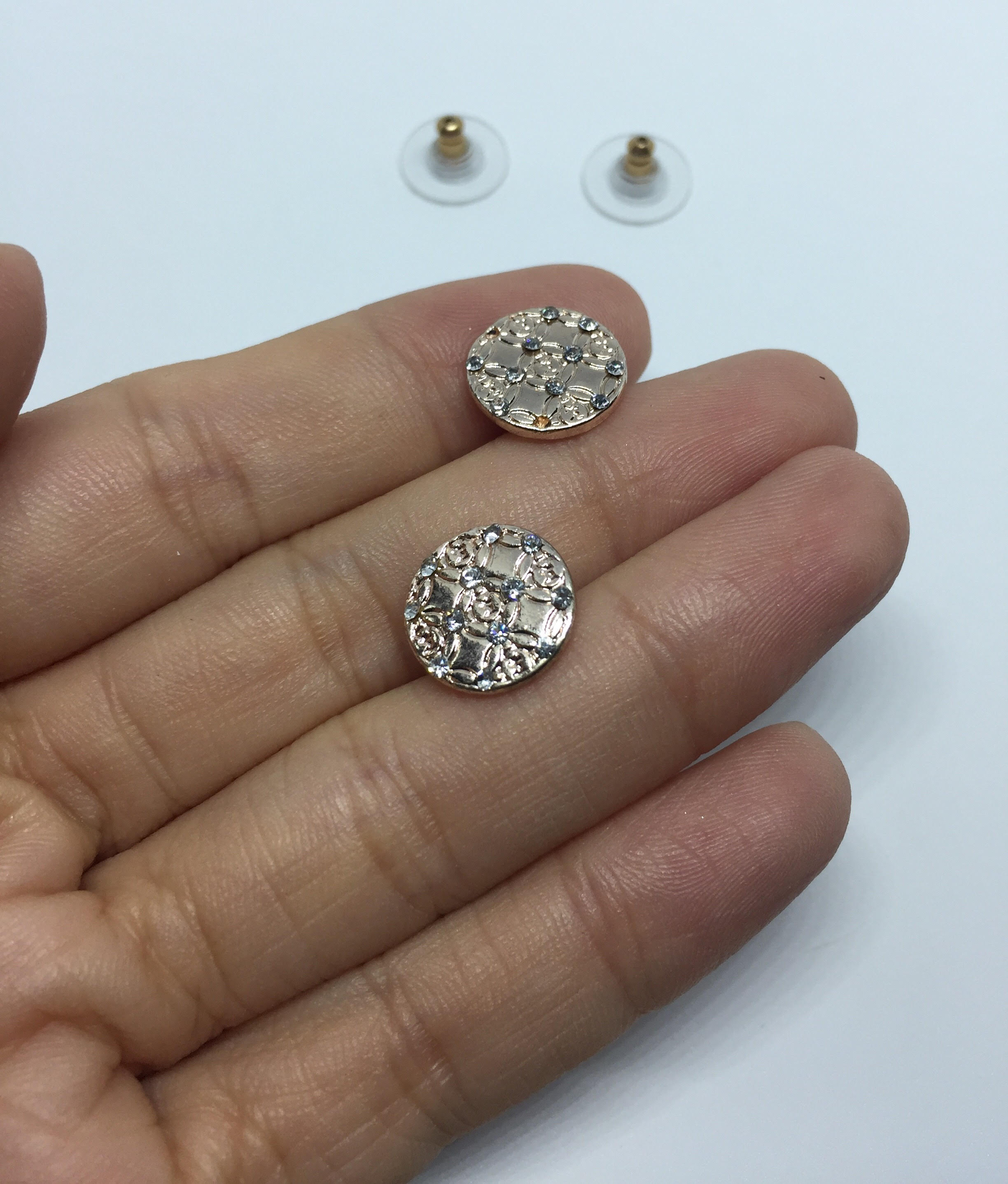 MK Heritage Monogram Crystal Set Earring-Pink Gold