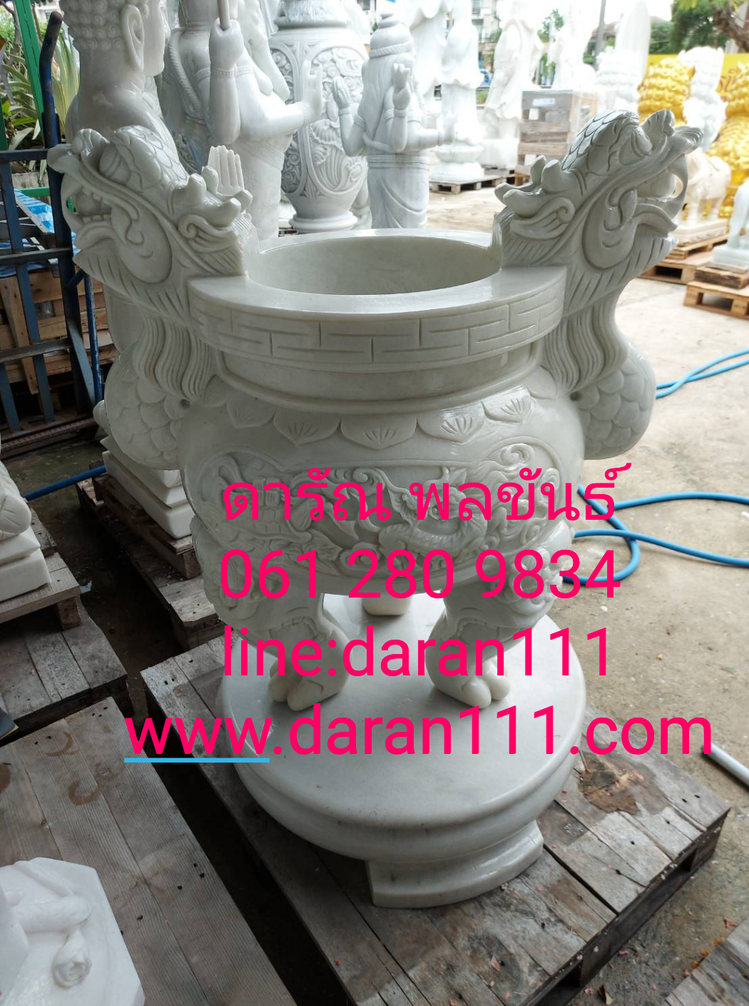 กระถางธูปหินอ่อนลายมังกรแกะนักษัตร 4 นักษัตรขนาด 1 เมตร 30 cm ราคา