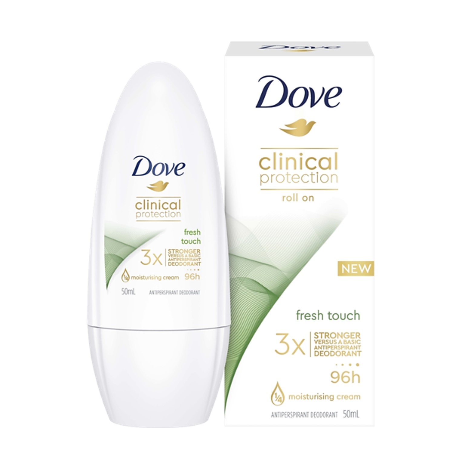 Dove for Women Clinical Protection Roll On Fresh Touch 50ml ผลิตภัณฑ์ลูกกลิ้งระงับกลิ่นใต้วงแขนสูตรปกป้องยาวนานพร้อมการบำรุงผิว