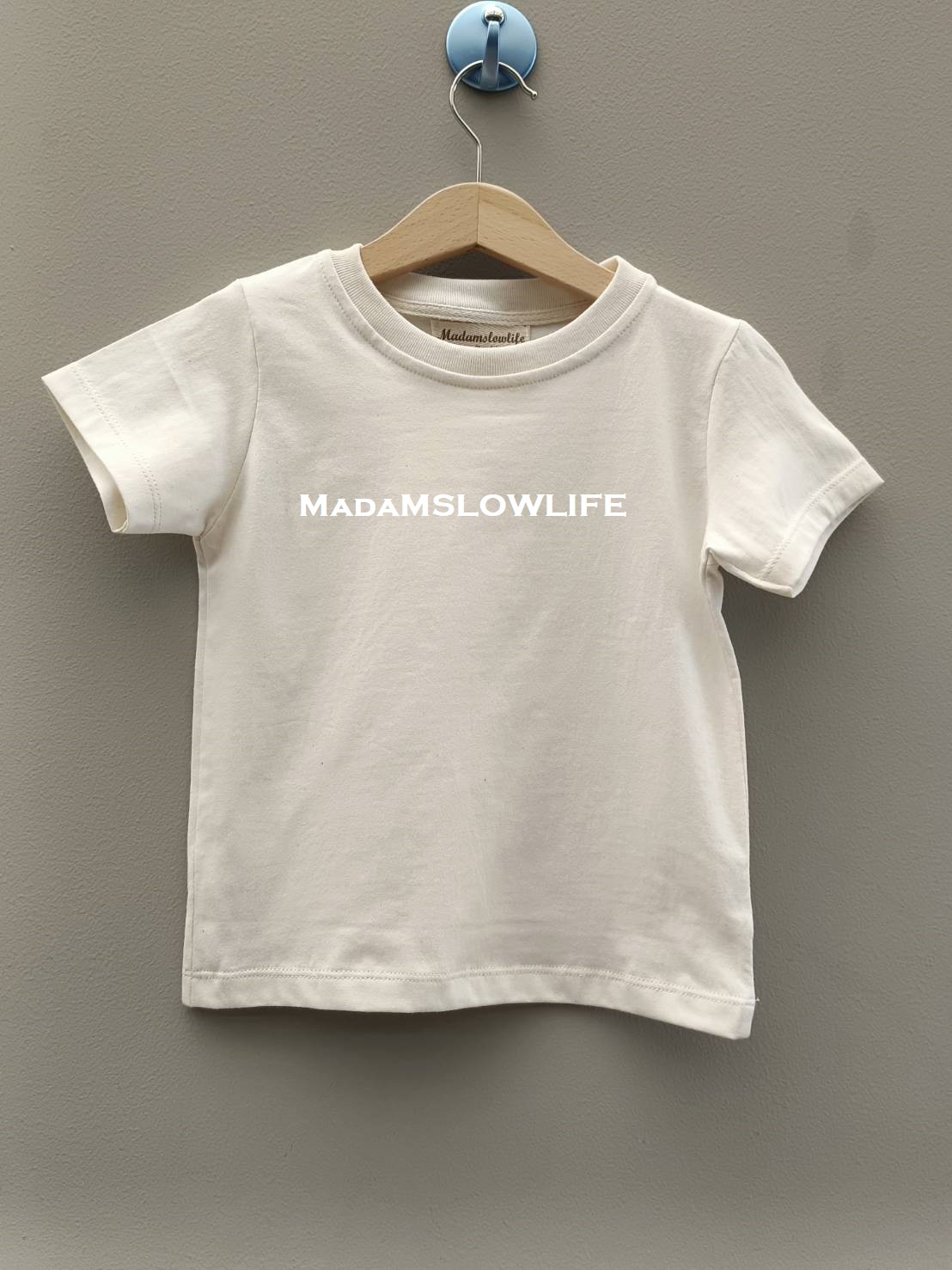 เสื้อยืดคอกลมเด็ก คอตตอน 100% สีครีมธรรมชาติ ผ้าอีโควคอตตอน สำเนา