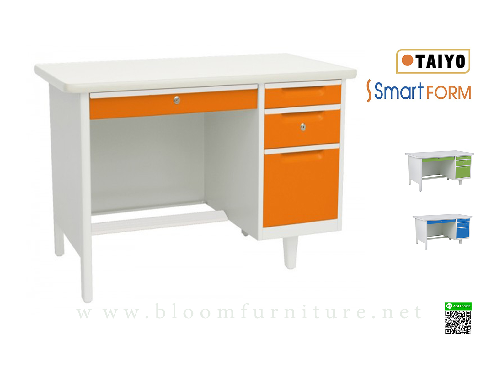 โต๊ะทำงานเหล็กพร้อมกระจก ขนาด 108x67.5x75 ซม. (SmartForm)