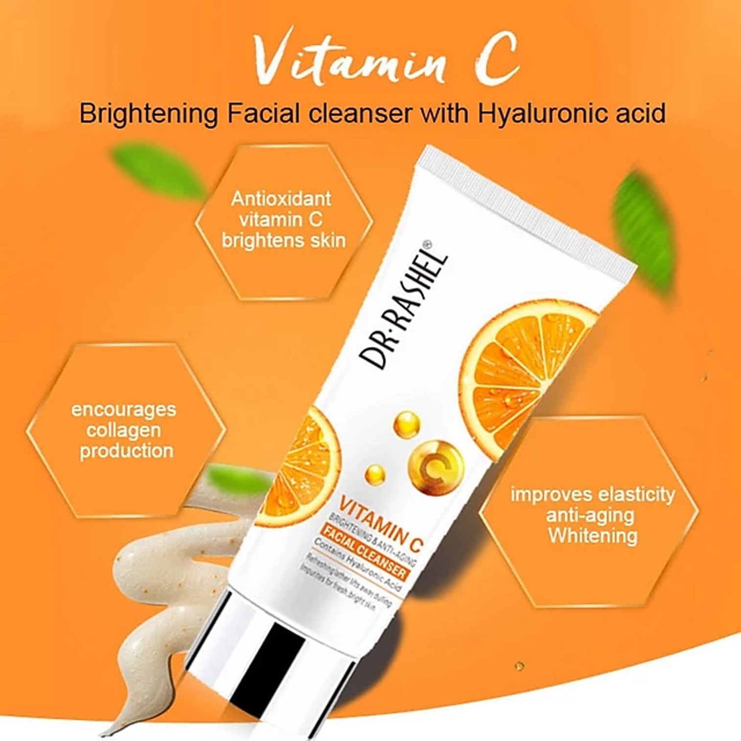 Dr. Rashel Vitamin C Brightening & Anti-Aging Facial Cleanser 80g คลีนเซอร์ทำความสะอาดผิวหน้าสูตรวิตามินซีเพื่อผิวหน้าสะอาดกระจ่างใส