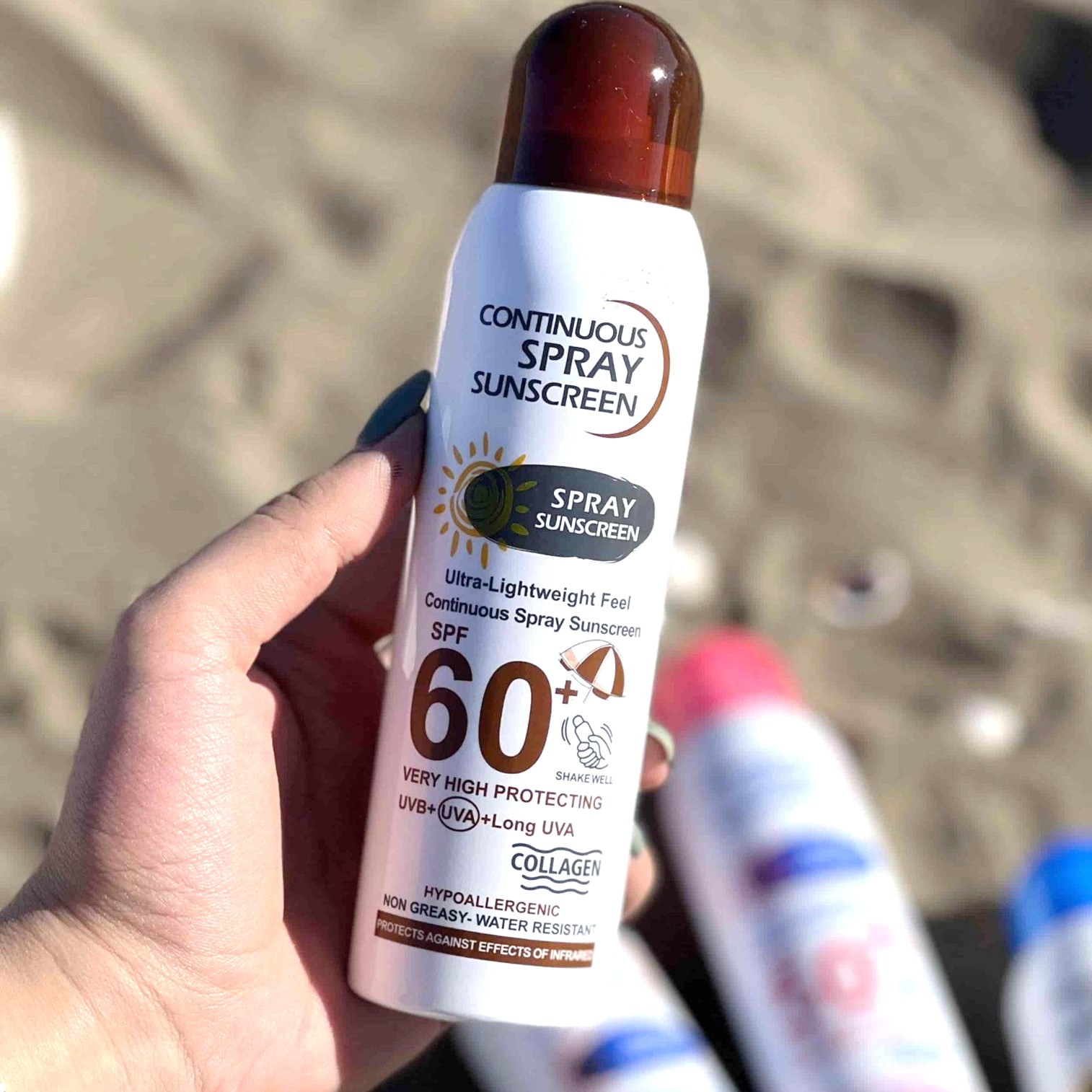 Wokali Continuous Spray Sun Screen 230ml สเปรย์กันแดดเนื้อบางเบาสำหรับหน้าและผิวกายสูตรพิเศษพร้อมบำรุงผิวสินค้านำเข้าจากต่างประเทศรับประกันของแท้พร้อมส่ง